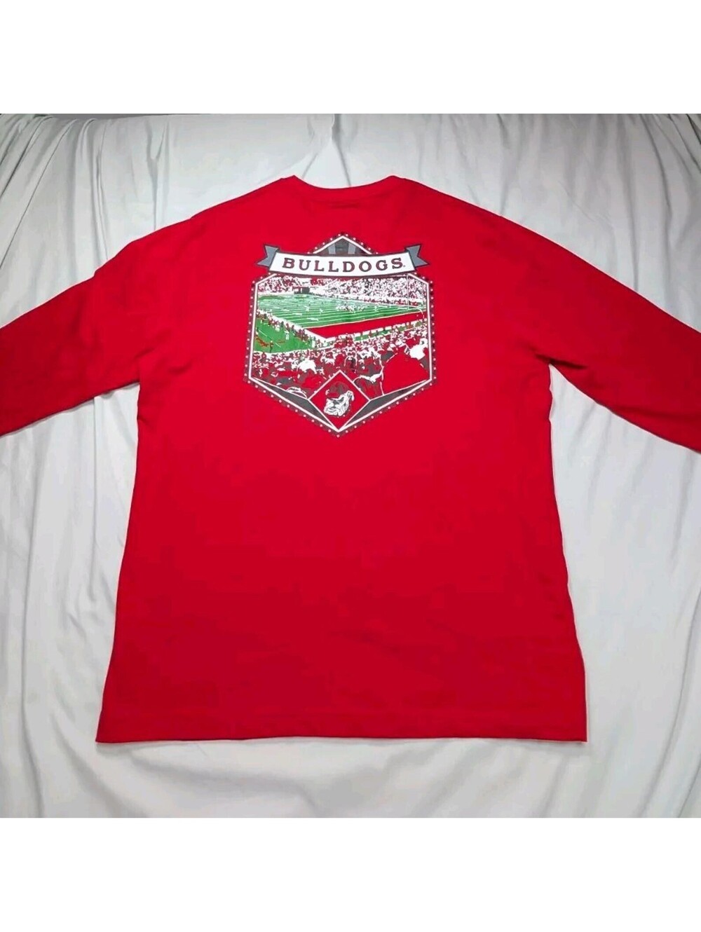 Champion Georgia Bulldogs UGA Red Long Sleeve Shirt Huge Back Piece Men's Large